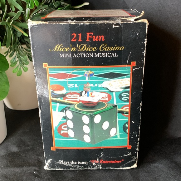 Vintage Enesco 1997 21 Fun Mice ‘n’ Dice Casino mini action musical music box - Picture 11 of 16